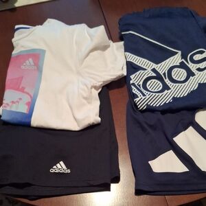 Adidas Kids' White and Blue Graphic Outfits